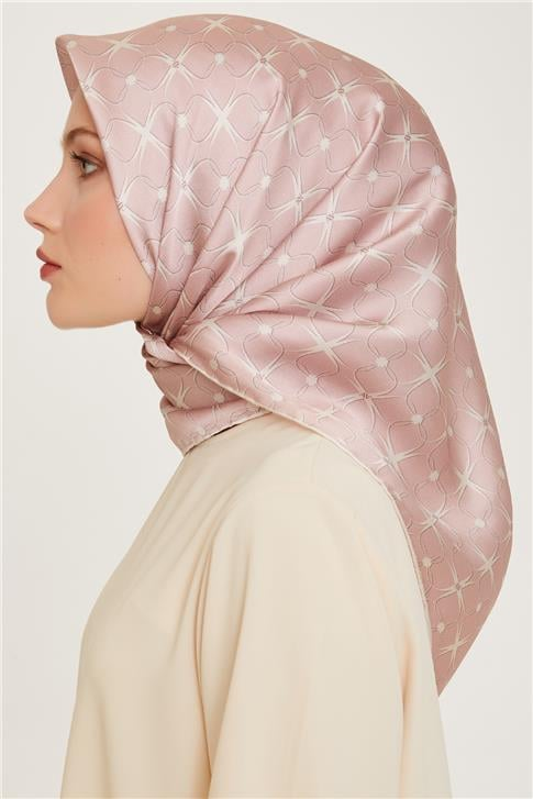 Armine Monogram Desenli Sura Saf İpek Eşarp 9207D 01 03