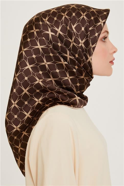 Armine Monogram Desenli Sura Saf İpek Eşarp 9207D 01 34