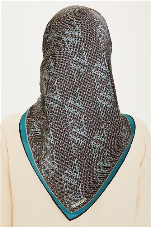 Armine Monogram Desenli Sura Saf İpek Eşarp 9228D 04