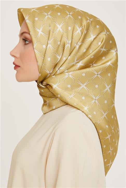 Armine Monogram Desenli Sura Saf İpek Eşarp 9207D 01 35
