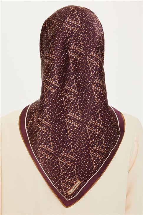 Armine Monogram Desenli Sura Saf İpek Eşarp 9228D 80