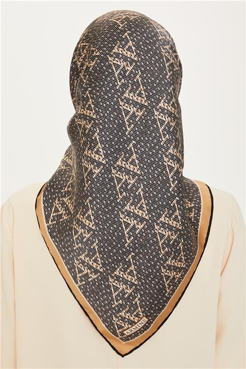 Armine Monogram Desenli Sura Saf İpek Eşarp 9228D 06