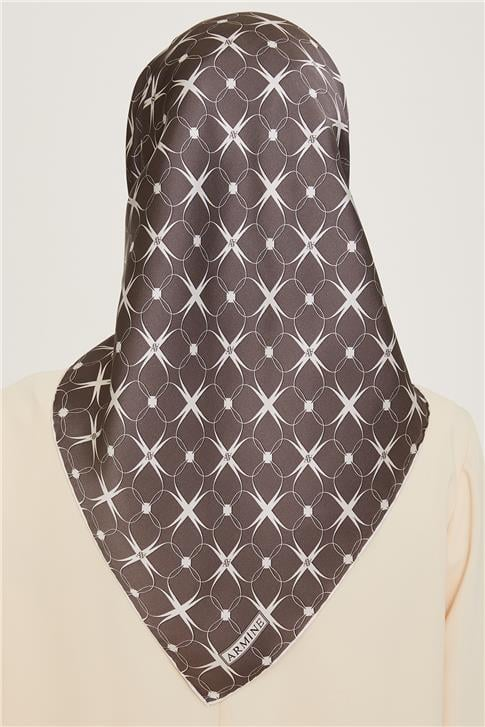Armine Monogram Desenli Sura Saf İpek Eşarp 9207D 01 85