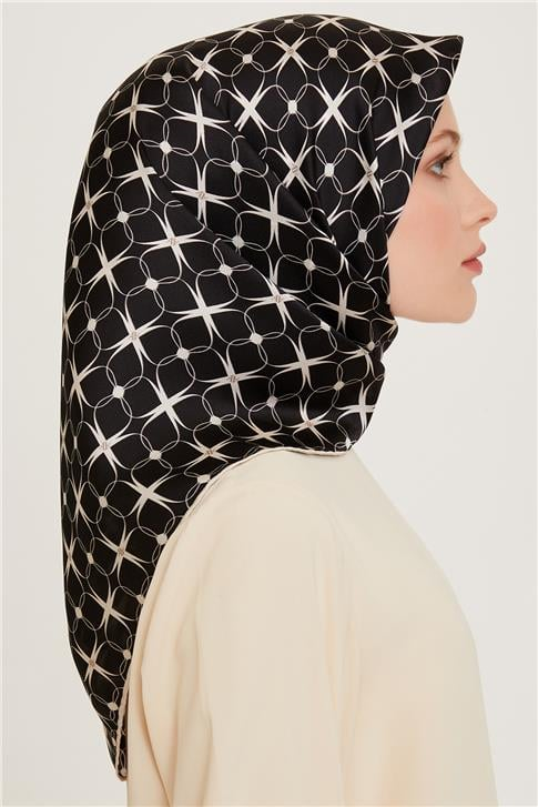 Armine Monogram Desenli Sura Saf İpek Eşarp 9207D 01 04