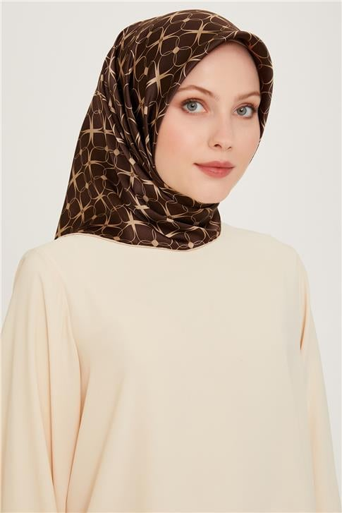Armine Monogram Desenli Sura Saf İpek Eşarp 9207D 01 34
