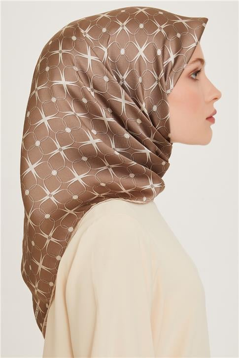 Armine Monogram Desenli Sura Saf İpek Eşarp 9207D 01 31