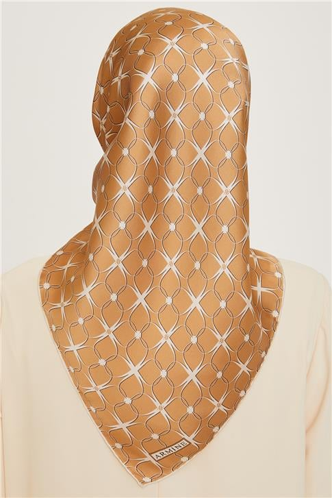 Armine Monogram Desenli Sura Saf İpek Eşarp 9207D 01 05