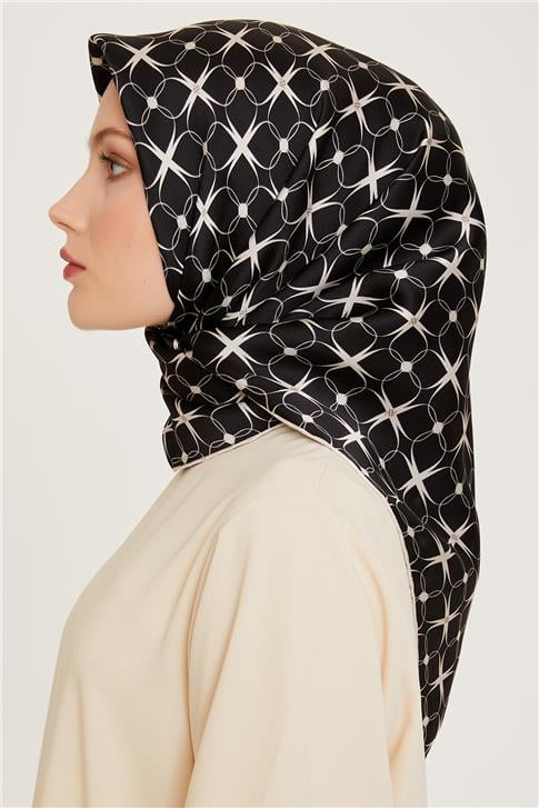 Armine Monogram Desenli Sura Saf İpek Eşarp 9207D 01 04