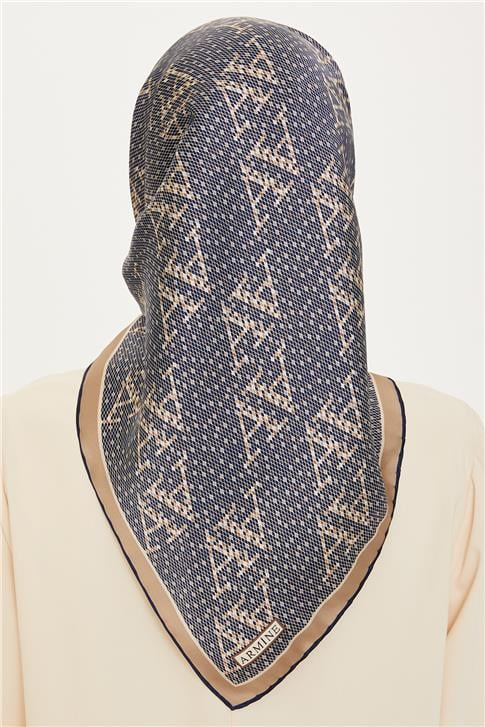 Armine Monogram Desenli Sura Saf İpek Eşarp 9228D 05