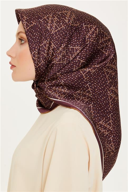 Armine Monogram Desenli Sura Saf İpek Eşarp 9228D 80
