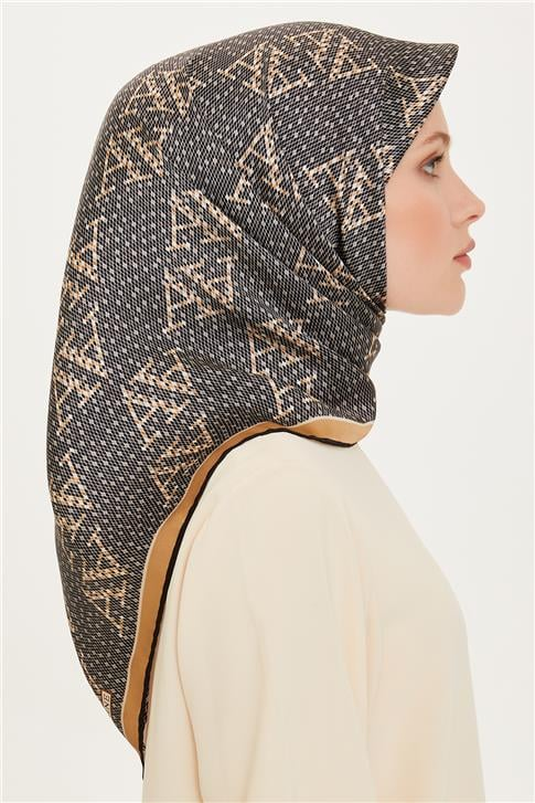 Armine Monogram Desenli Sura Saf İpek Eşarp 9228D 06