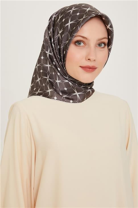 Armine Monogram Desenli Sura Saf İpek Eşarp 9207D 01 85