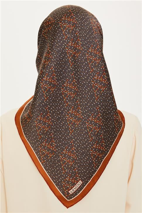 Armine Monogram Desenli Sura Saf İpek Eşarp 9228D 84