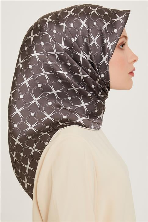 Armine Monogram Desenli Sura Saf İpek Eşarp 9207D 01 85