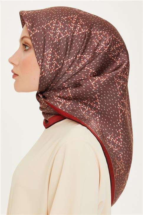 Armine Monogram Desenli Sura Saf İpek Eşarp 9228D 01