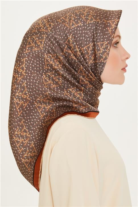 Armine Monogram Desenli Sura Saf İpek Eşarp 9228D 31