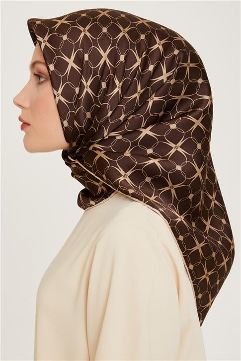 Armine Monogram Desenli Sura Saf İpek Eşarp 9207D 01 34