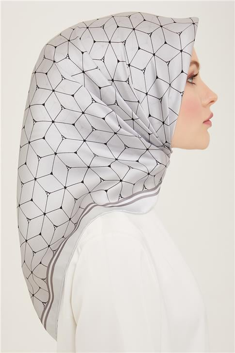 Armine Monogram Desenli Twill İpek Eşarp 24Ya9166 34 02