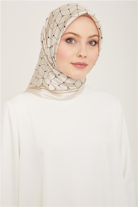 Armine Monogram Desenli Twill İpek Eşarp 24Ya9166 34 01