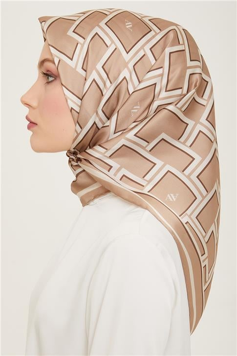 Armine Monogram Desenli Twill İpek Eşarp 24Ya9132 85 02