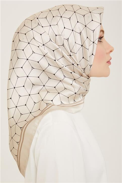 Armine Monogram Desenli Twill İpek Eşarp 24Ya9166 34 01