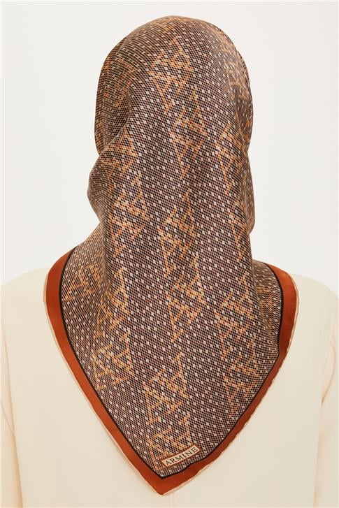 Armine Monogram Desenli Twill Saf İpek Eşarp 9228D 31