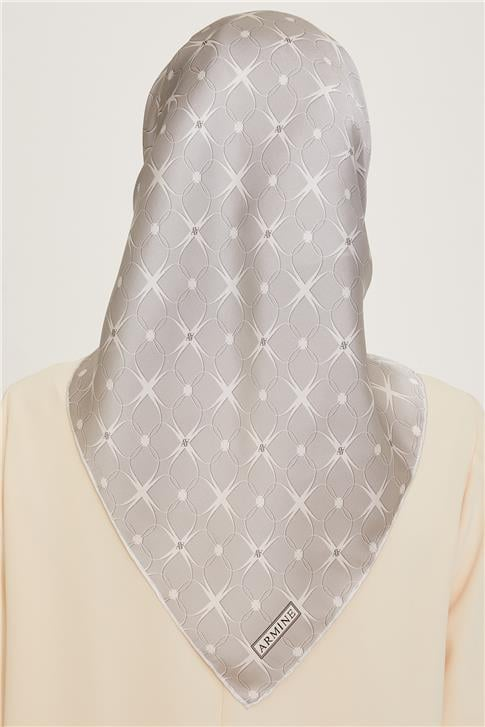 Armine Monogram Desenli Twill Saf İpek Eşarp 9207D 02