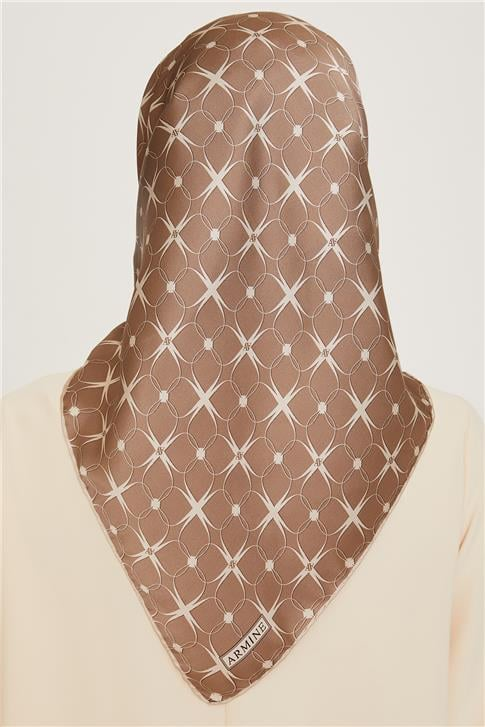 Armine Monogram Desenli Twill Saf İpek Eşarp 9207D 31