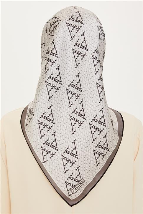 Armine Monogram Desenli Twill Saf İpek Eşarp 9228D 55