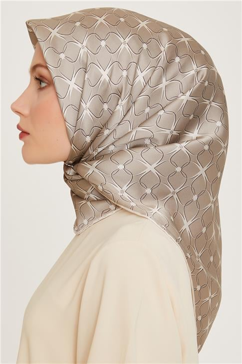 Armine Monogram Desenli Twill Saf İpek Eşarp 9207D 06