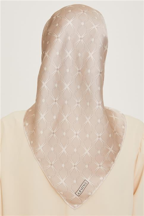 Armine Monogram Desenli Twill Saf İpek Eşarp 9207D 01