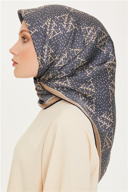 Armine Monogram Desenli Twill Saf İpek Eşarp 9228D 05