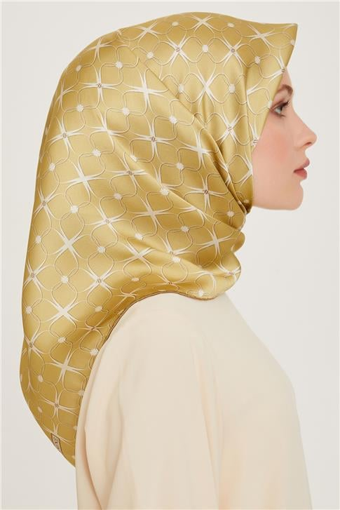 Armine Monogram Desenli Twill Saf İpek Eşarp 9207D 35