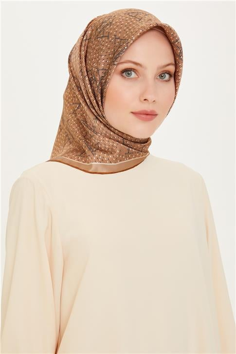 Armine Monogram Desenli Twill Saf İpek Eşarp 9228D 50