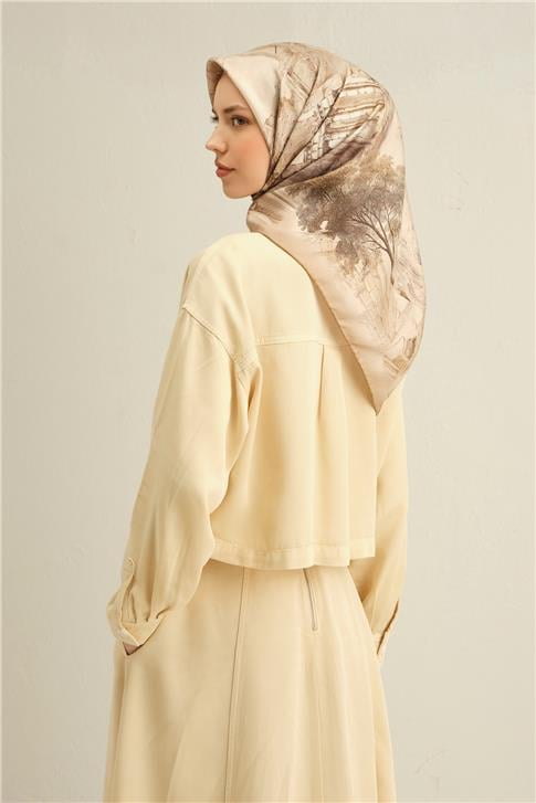Armine Obje Desenli Saf İpek Sura Eşarp 9326D 56