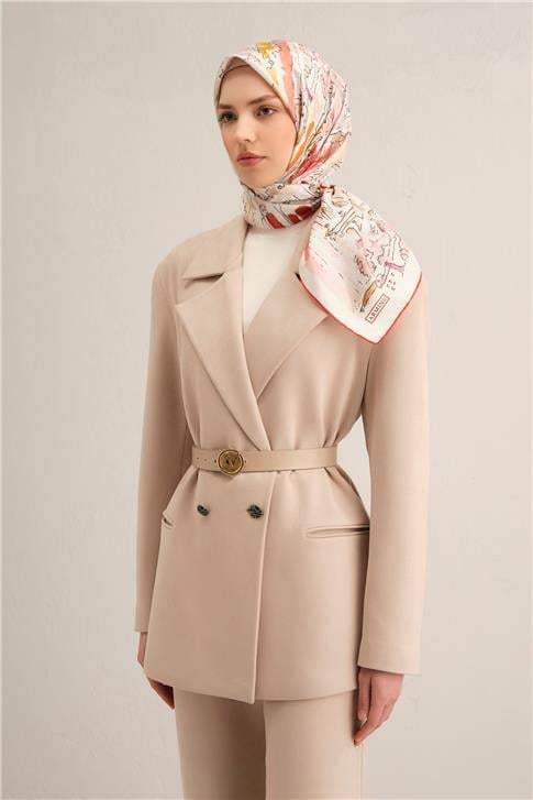Armine Obje Desenli Saf İpek Sura Eşarp 9349D 32
