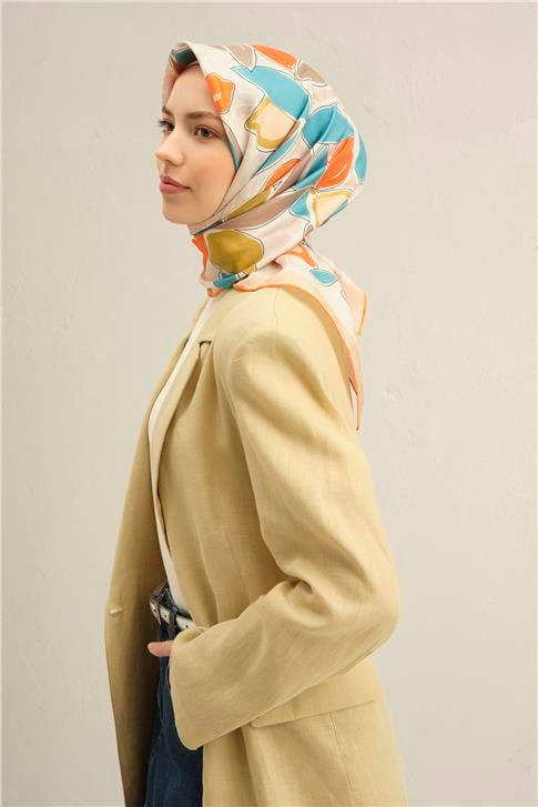 Armine Obje Desenli Saf İpek Sura Eşarp 9314D 36