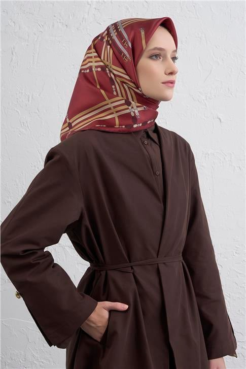 Armine Obje Desenli Saf İpek Twill Eşarp 9407D 36