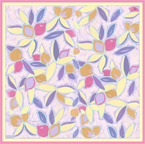 Armine Obje Desenli Saf İpek Twill Eşarp 9314D 52