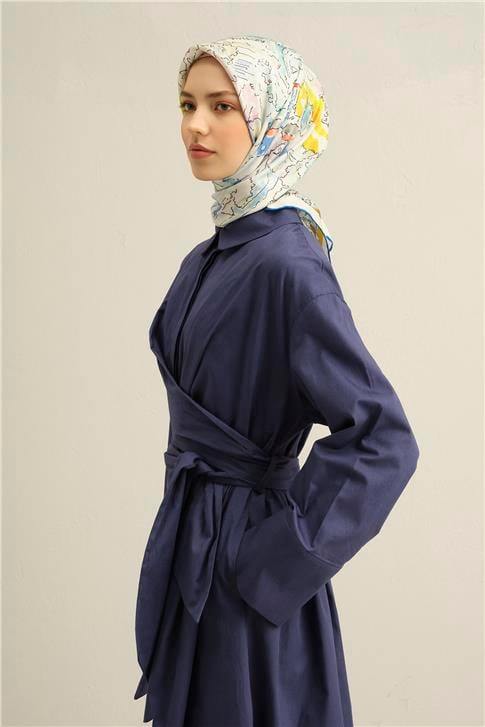 Armine Obje Desenli Saf İpek Twill Eşarp 9349D 50