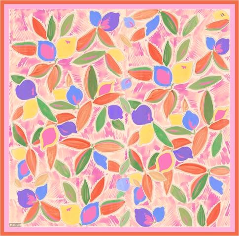 Armine Obje Desenli Saf İpek Twill Eşarp 9314D 01