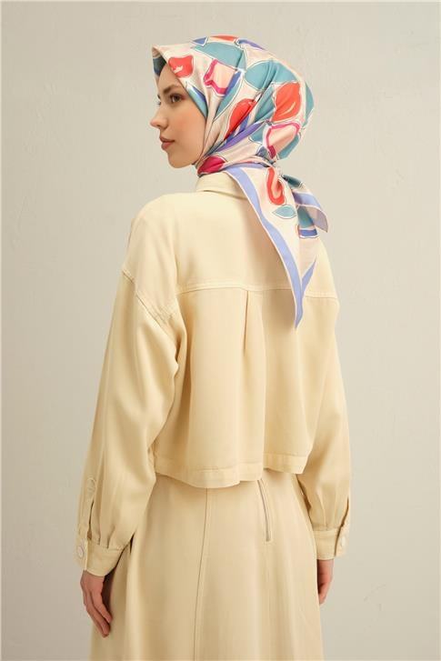 Armine Obje Desenli Saf İpek Twill Eşarp 9314D 35