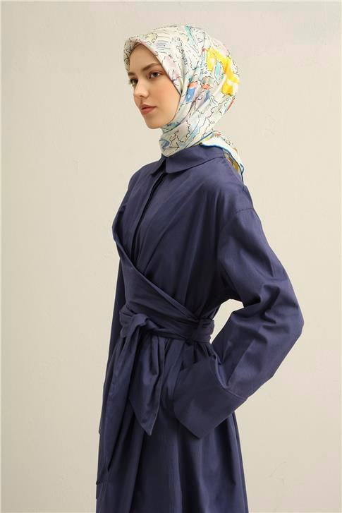 Armine Obje Desenli Saf İpek Twill Eşarp 9349D 50