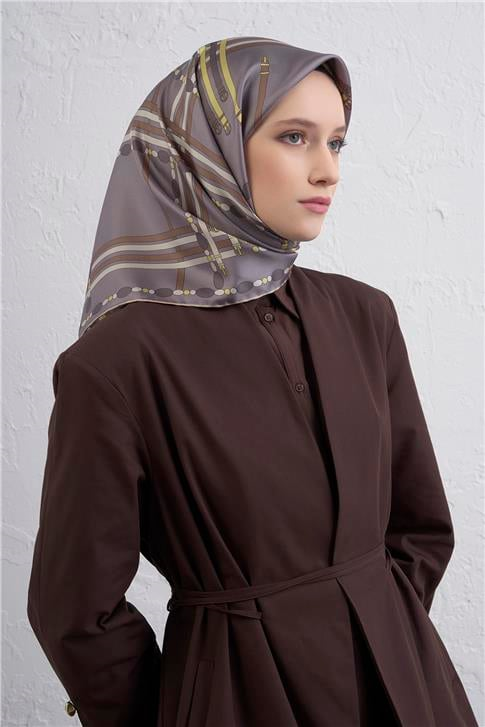 Armine Obje Desenli Saf İpek Twill Eşarp 9407D 37