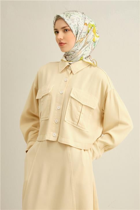 Armine Obje Desenli Saf İpek Twill Eşarp 9349D 54