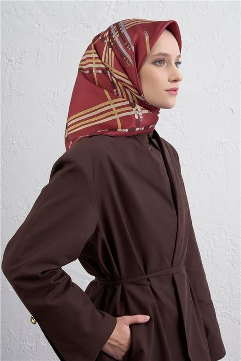 Armine Obje Desenli Saf İpek Twill Eşarp 9407D 36