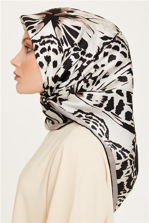 Armine Obje Desenli Sura Saf İpek Eşarp 9256D 09