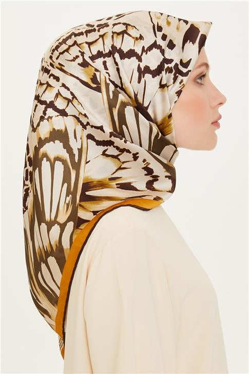 Armine Obje Desenli Sura Saf İpek Eşarp 9256D 34