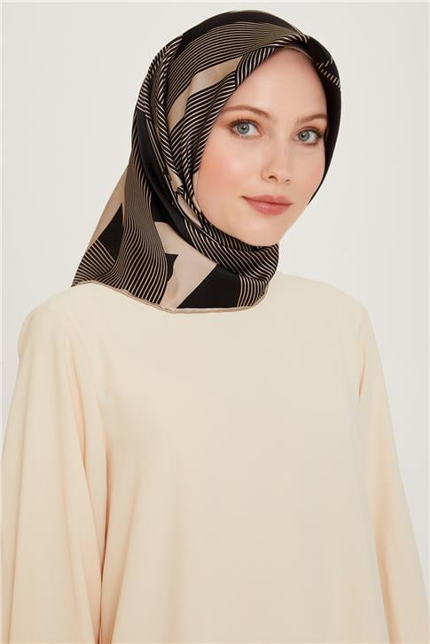 Armine Obje Desenli Sura Saf İpek Eşarp 9254D 05