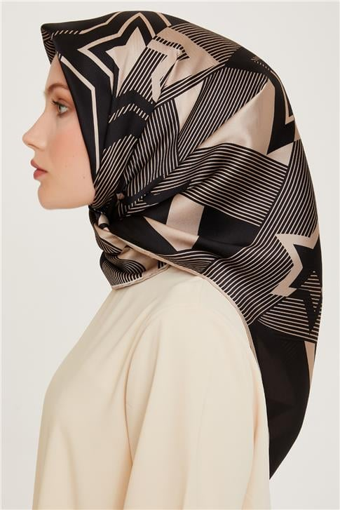 Armine Obje Desenli Sura Saf İpek Eşarp 9254D 05